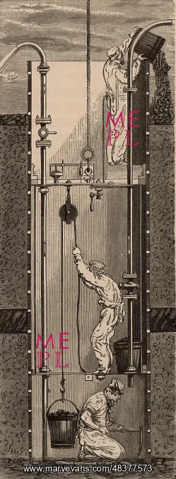 : Sinking a mineshaft by Triger's method (1841) : Sinking a mineshaft by Triger's method (1841)
