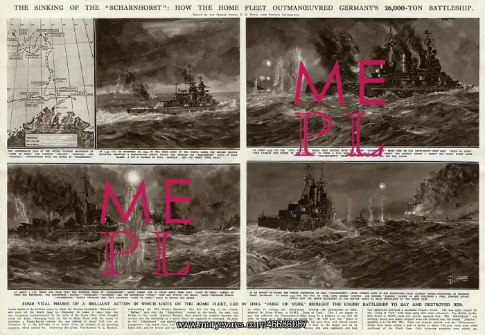: Sinking of the Scharnhorst by G. H. Davis : Sinking of the Scharnhorst by G. H. Davis