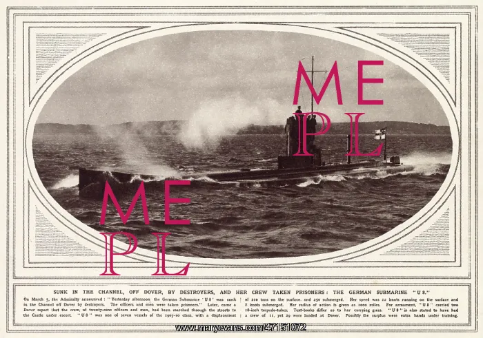 : Sinking of U8 German submarine, WW1 : Sinking of U8 German submarine, WW1