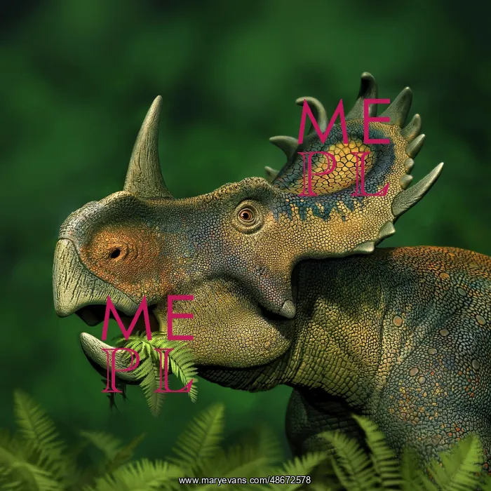 : Sinoceratops dinosaur grazing on leaves : Sinoceratops dinosaur grazing on leaves