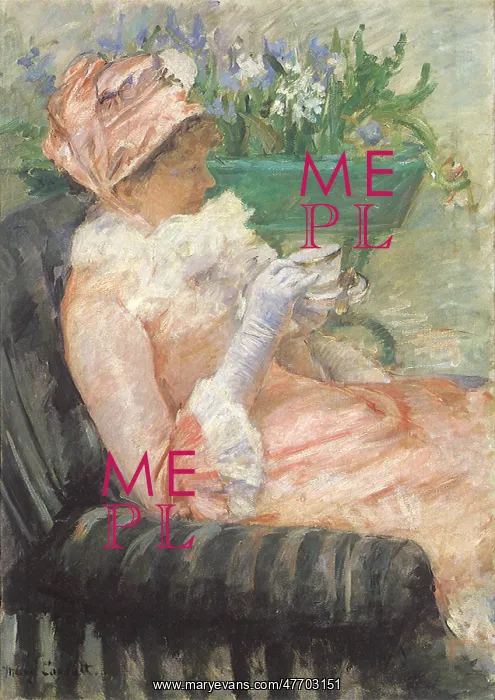  : Sipping Tea on Loveseat, by Cassatt