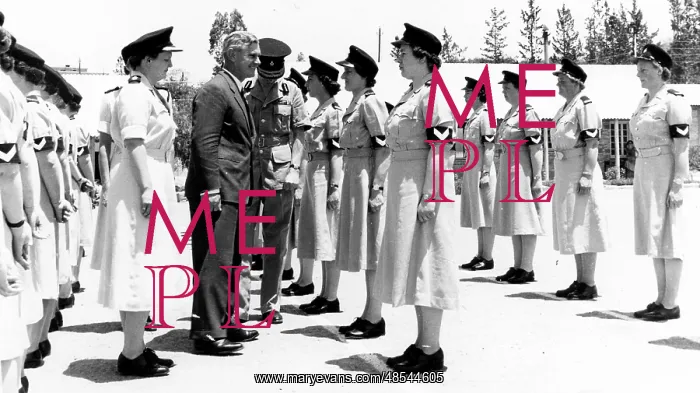 : Sir George Sinclair inspecting UK policewomen, Cyprus : Sir George Sinclair inspecting UK policewomen, Cyprus