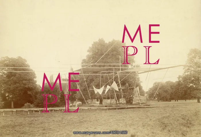 : Sir Hiram Maxim steam-driven aeroplane, Baldwyn?s Park, Kent : Sir Hiram Maxim steam-driven aeroplane, Baldwyn?s Park, Kent