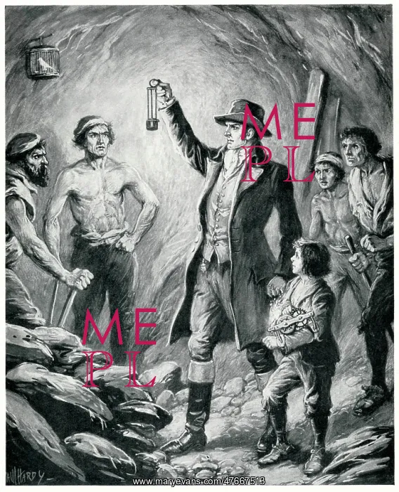 : Sir Humphry Davy in a mine with his safety lamp : Sir Humphry Davy in a mine with his safety lamp