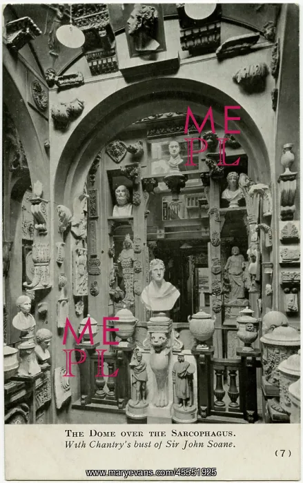 : Sir John Soane's Museum - Bust over the Sarcophagus : Sir John Soane's Museum - Bust over the Sarcophagus