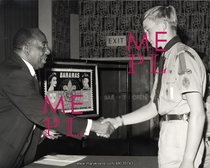 : Sir Learie Constantine with boy scout : Sir Learie Constantine with boy scout