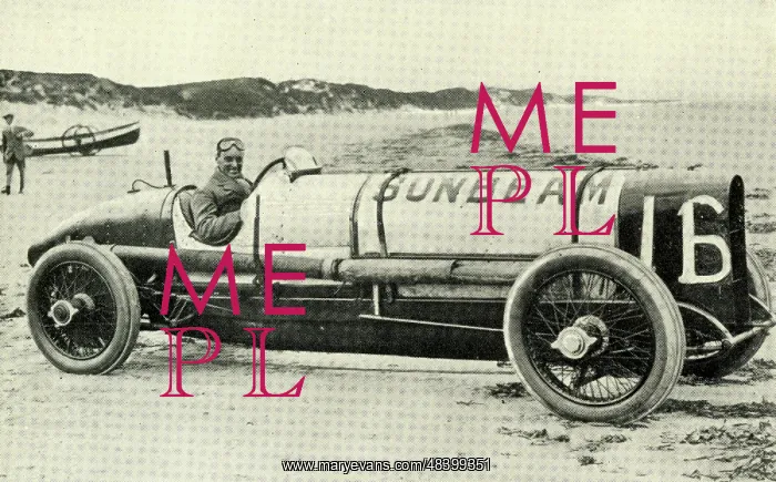 : Sir Malcolm Campbell in Sunbeam on Saltburn Sands : Sir Malcolm Campbell in Sunbeam on Saltburn Sands