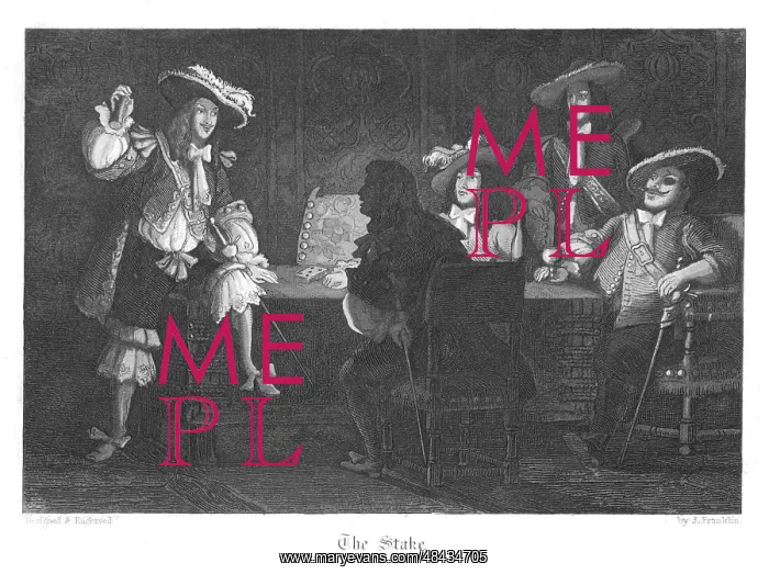 : Sir Paul Parravicin (left) gambling with Captain : Sir Paul Parravicin (left) gambling with Captain