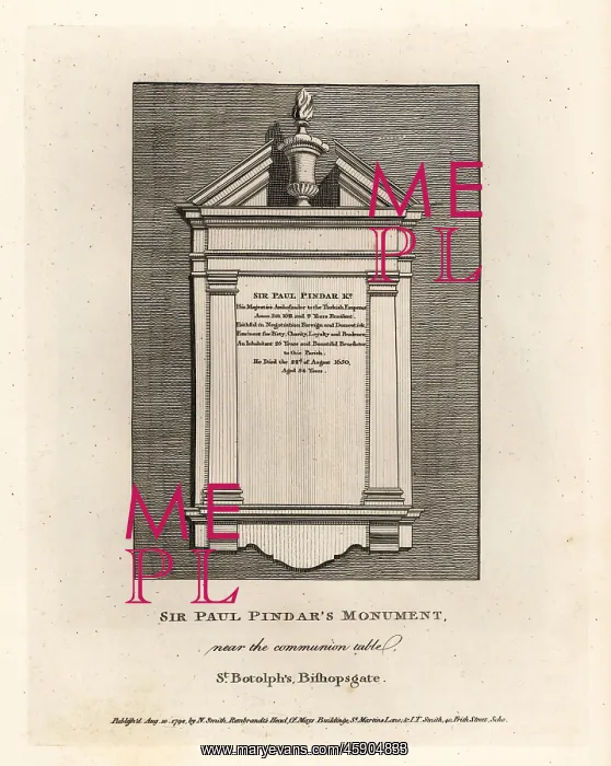 : Sir Paul Pindar's monument in St. Botolph's, Bishopsgate : Sir Paul Pindar's monument in St. Botolph's, Bishopsgate