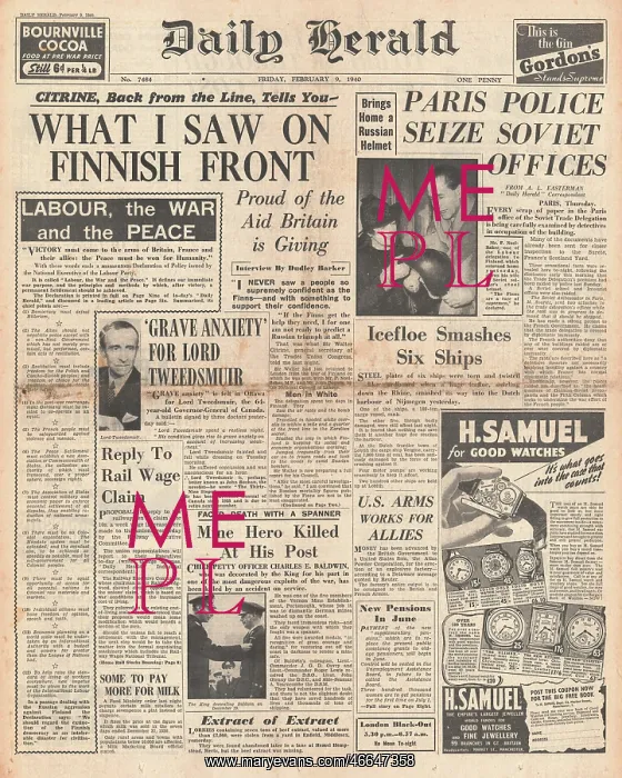 : Sir Walter Citrine visits the Finnish front : Sir Walter Citrine visits the Finnish front