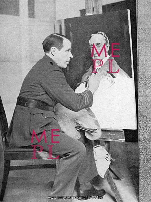 : Sir William Orpen at work on a portrait : Sir William Orpen at work on a portrait