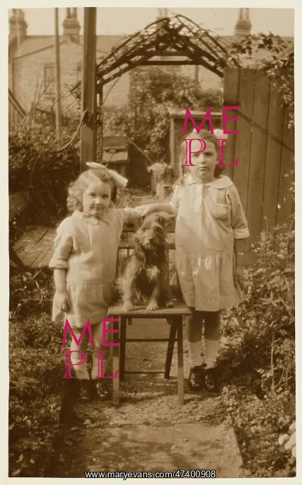: TWO SISTERS AND DOG : TWO SISTERS AND DOG