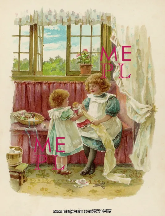 : SISTERS IN NURSERY C1890 : SISTERS IN NURSERY C1890