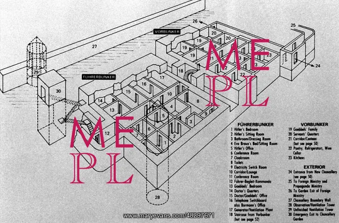: Site plan and sketch of the Fuhrerbunker : Site plan and sketch of the Fuhrerbunker