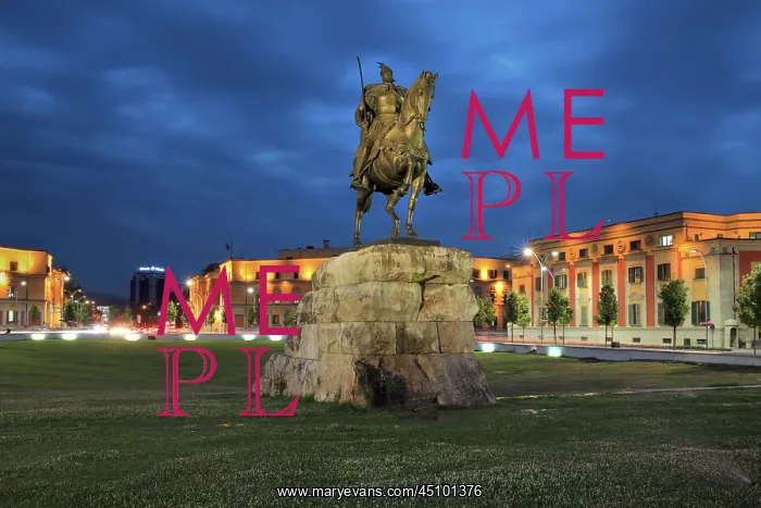 : Skanderbeg statue, Skanderbeg Square, Tirana, Albania : Skanderbeg statue, Skanderbeg Square, Tirana, Albania