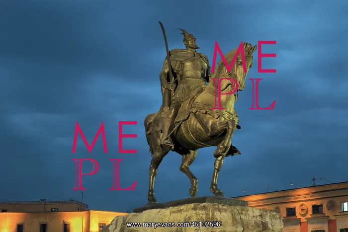 : Skanderbeg statue, Skanderbeg Square, Tirana, Albania : Skanderbeg statue, Skanderbeg Square, Tirana, Albania