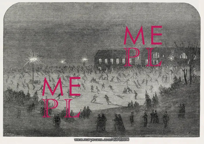: Skating in Central Park, New York 1865 : Skating in Central Park, New York 1865