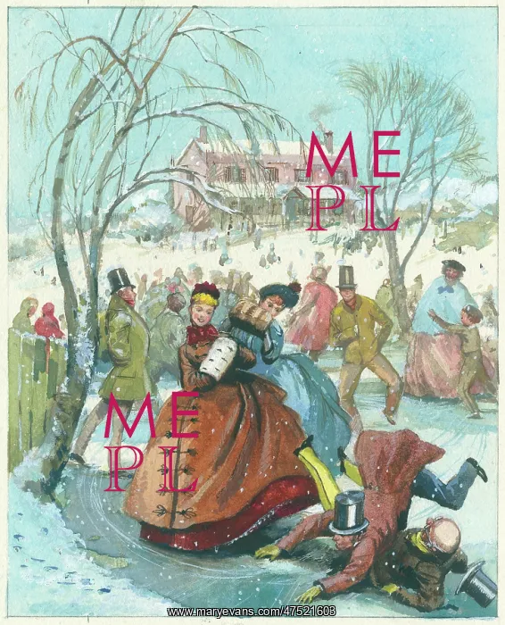 : Skating scene with mansion in the background : Skating scene with mansion in the background