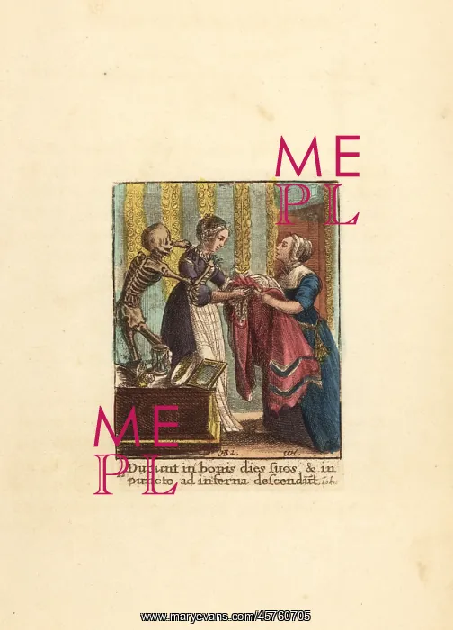 : Skeleton of Death adorning a Countess with : Skeleton of Death adorning a Countess with
