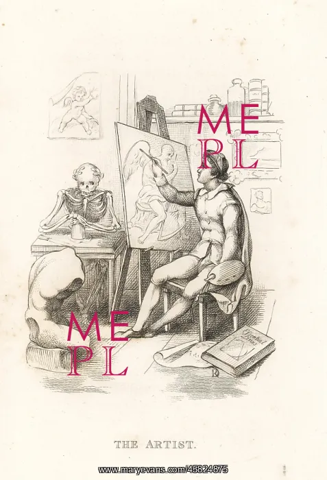 : The skeleton of Death and the artist : The skeleton of Death and the artist