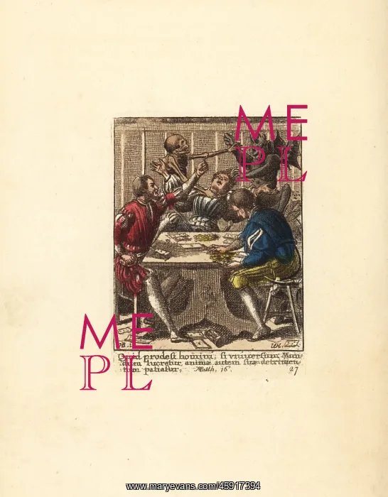 : The Skeleton of Death and the Devil fight over a Gambler : The Skeleton of Death and the Devil fight over a Gambler
