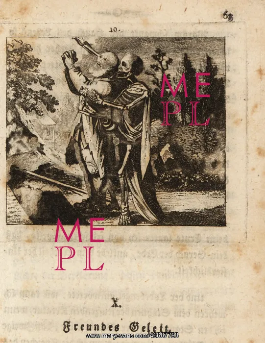 : The skeleton of Death embraces a poor man, 18th century : The skeleton of Death embraces a poor man, 18th century