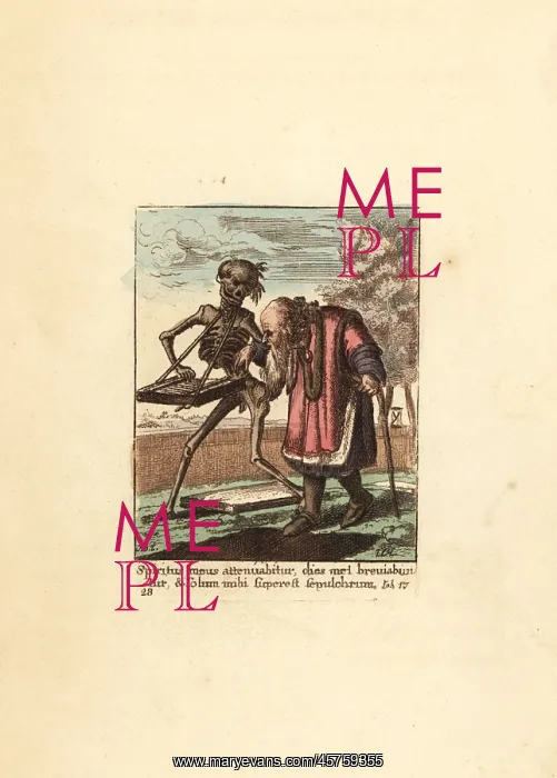 : Skeleton of Death leading an Old Man to his grave : Skeleton of Death leading an Old Man to his grave