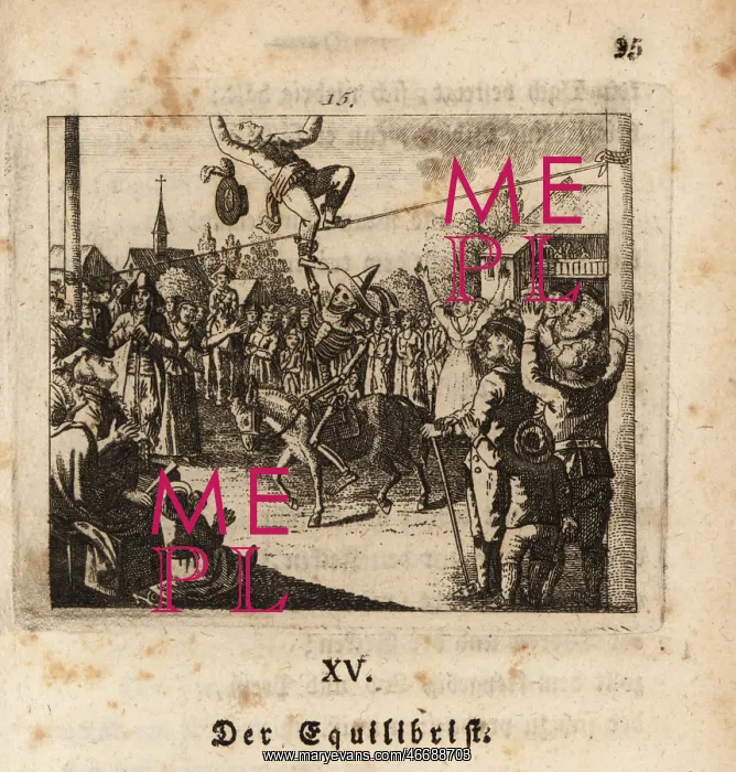 : The skeleton of Death pulls down a tightrope walker : The skeleton of Death pulls down a tightrope walker