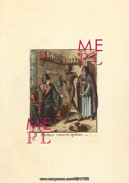 : Skeleton of Death taunting a Physician to : Skeleton of Death taunting a Physician to