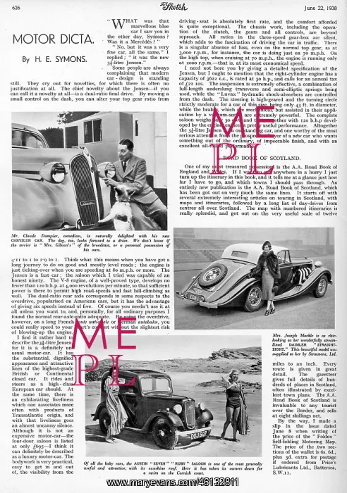 : The Sketch, 1938 Motor Dicta : The Sketch, 1938 Motor Dicta