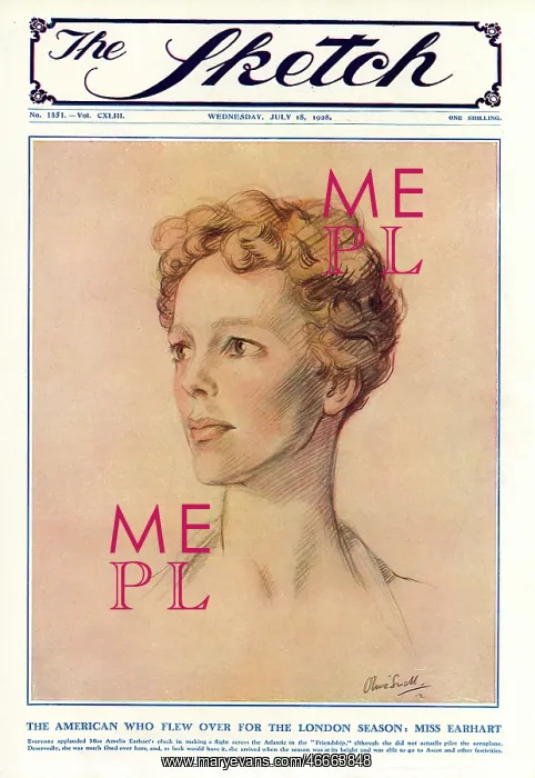 : Sketch cover featuring Amelia Earhart by Olive Snell : Sketch cover featuring Amelia Earhart by Olive Snell