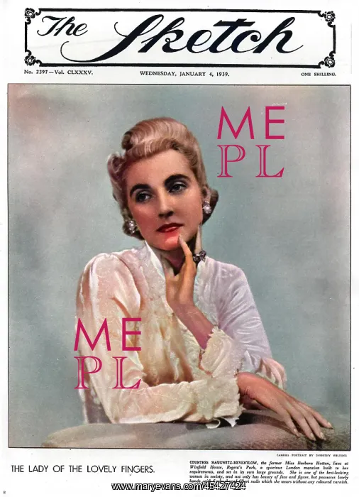 : Sketch cover featuring Barbara Hutton, 1939 : Sketch cover featuring Barbara Hutton, 1939