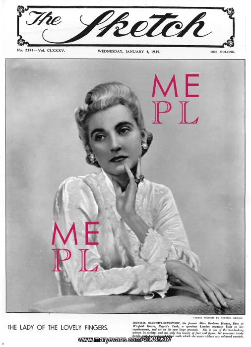 : Sketch cover featuring Barbara Hutton, 1939 : Sketch cover featuring Barbara Hutton, 1939