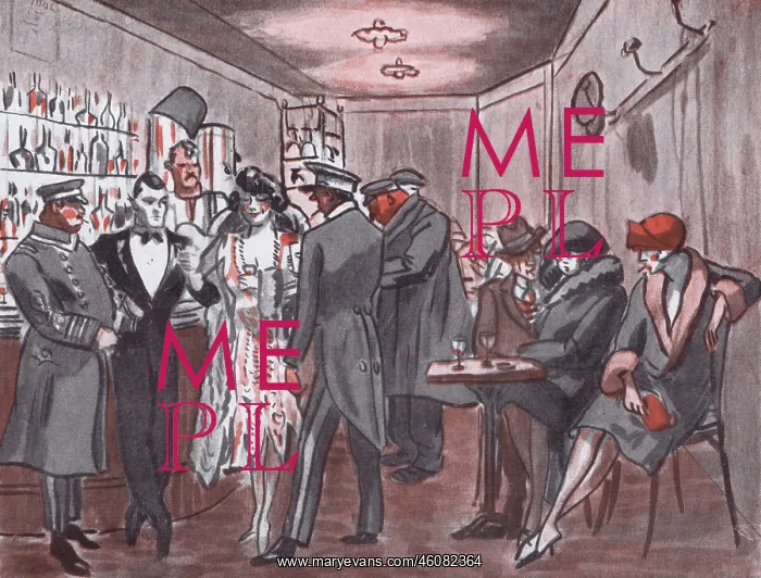  : A sketch of the interior of a bar in Montmartre, 1920s