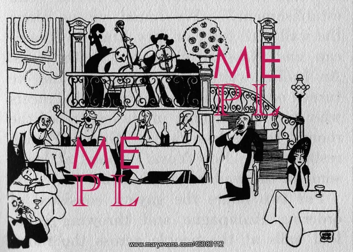 : Sketch of Maxim's restaurant in Paris, 1914 : Sketch of Maxim's restaurant in Paris, 1914