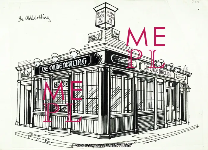 : Sketch of Olde Watling PH, Bow, London : Sketch of Olde Watling PH, Bow, London