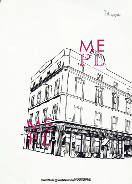: Sketch of White Hart PH, Bishopsgate, London : Sketch of White Hart PH, Bishopsgate, London