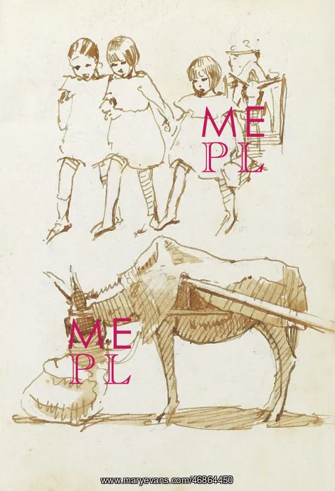 : Sketches of children and donkey : Sketches of children and donkey