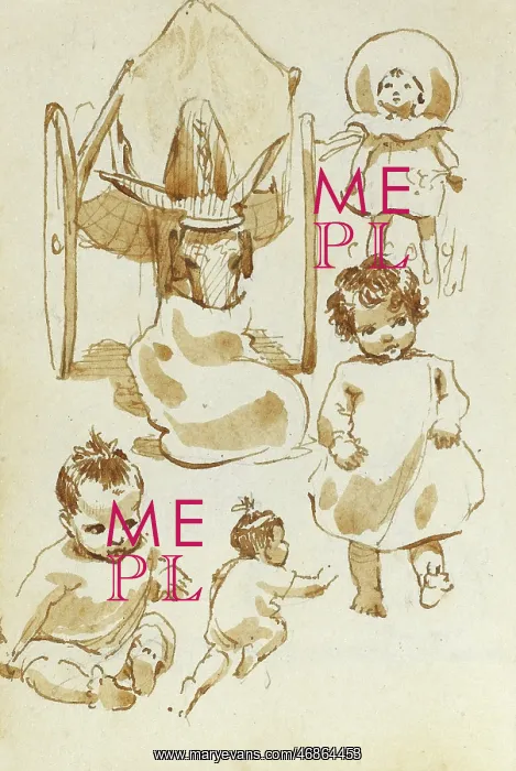 : Sketches of children and donkey : Sketches of children and donkey