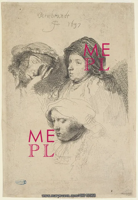 : Three sketches of faces : Three sketches of faces