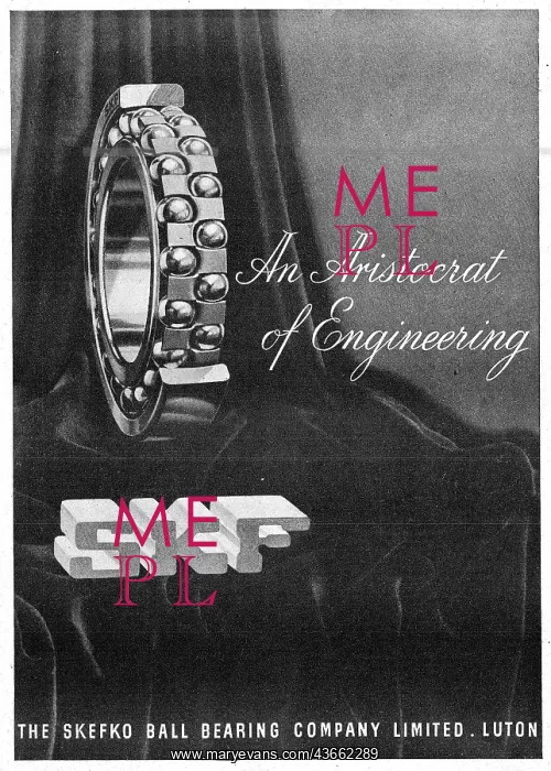 : SKF Bearings 1943 Advert : SKF Bearings 1943 Advert