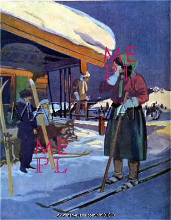 : AT A SKI CHALET 1915 : AT A SKI CHALET 1915