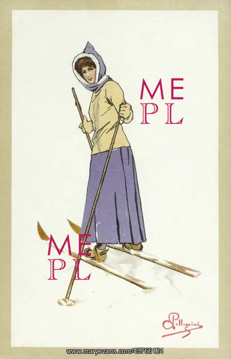 : Skier turning back - Switzerland - 1900s : Skier turning back - Switzerland - 1900s