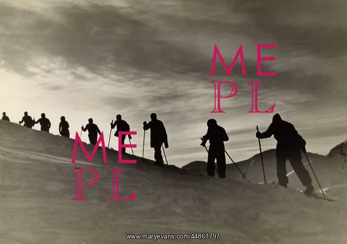 : SKIERS CLIMBING HILL : SKIERS CLIMBING HILL