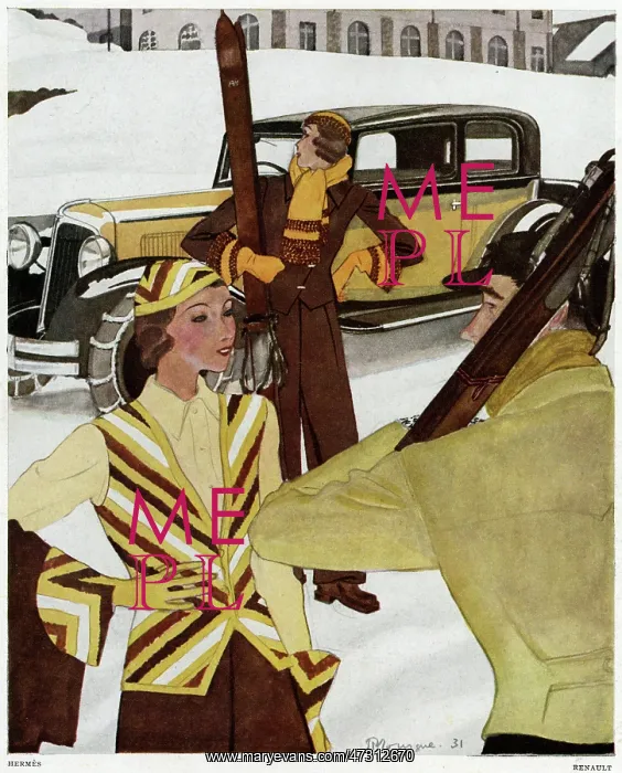 : SKIERS AT HOTEL 1931 : SKIERS AT HOTEL 1931
