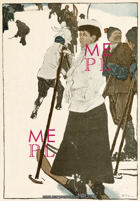 : SKIERS ON THE PISTE 1910 : SKIERS ON THE PISTE 1910