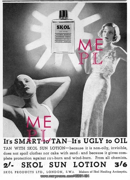 : Skol Sun Lotion advertisement, 1936 : Skol Sun Lotion advertisement, 1936