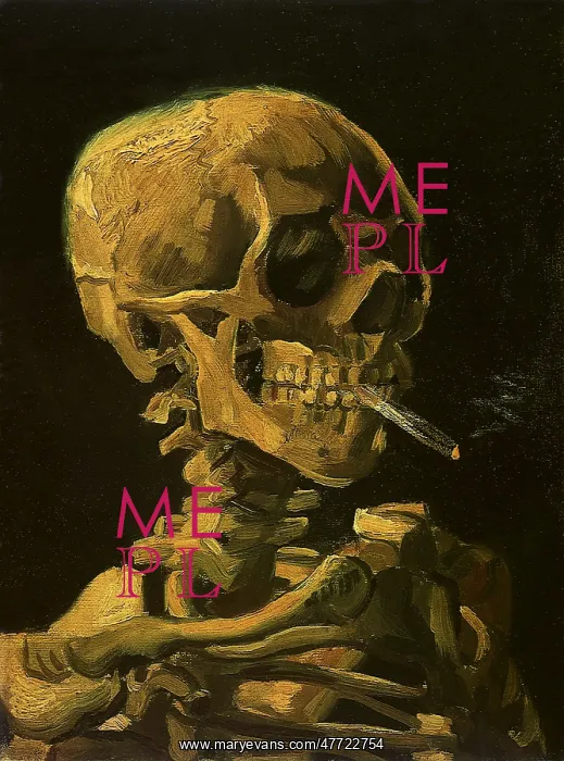 : Skull with Cigarette, by Van Gogh : Skull with Cigarette, by Van Gogh