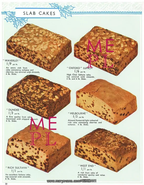 : Slab Cake Selection 1937 : Slab Cake Selection 1937