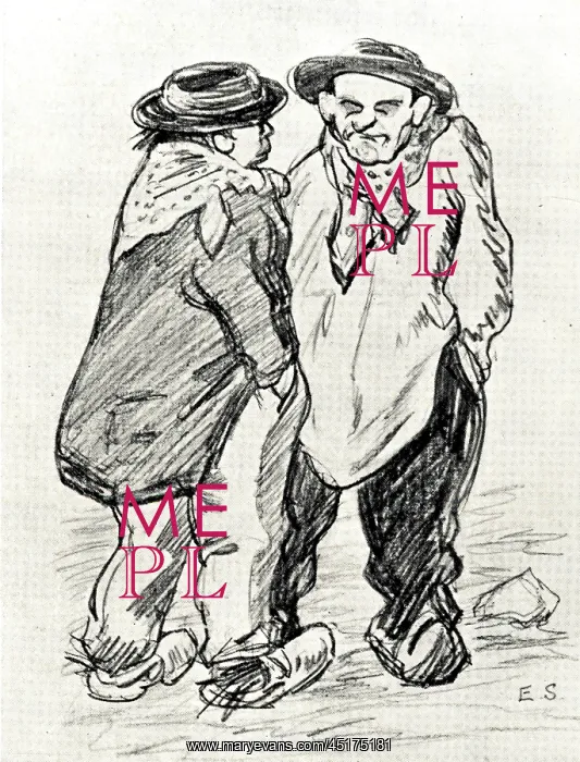 : Slack Men. A sketch of two slack looking men, wearing baggy clothes : Slack Men. A sketch of two slack looking men, wearing baggy clothes